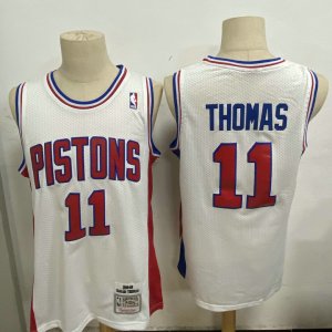 Maillot de Basket #11 Thomas Pistons M&N Blanc